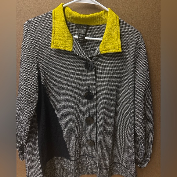 🖤💛Ali Miles Black & White Check Jacket with Yellow Accents – Size Medium - Picture 1 of 7
